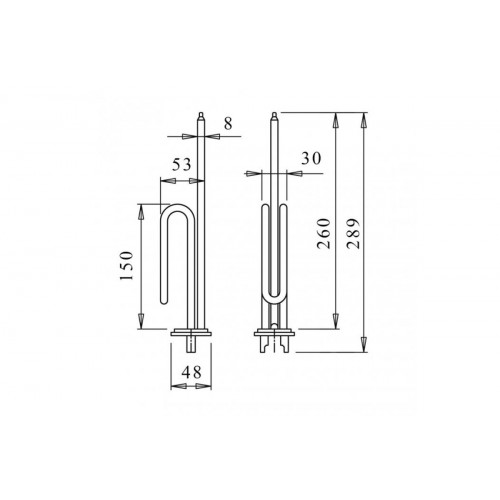 ТЭН Unival для водонагревателя (RCF, 1500W, D48, Без анода, L260) изогнутый Италия