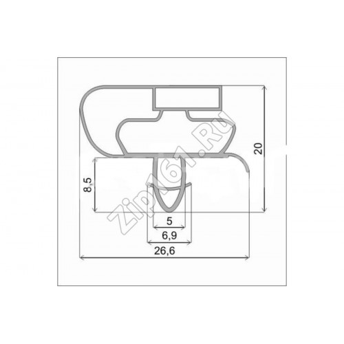 Уплотнитель двери холодильника 550x290мм Профиль Атлант-Паз